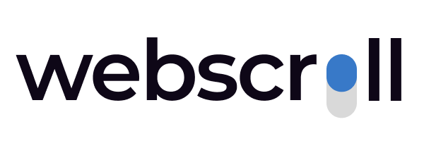 Logo textuel foncé de Webscroll, créateur de solutions digitales sur-mesure